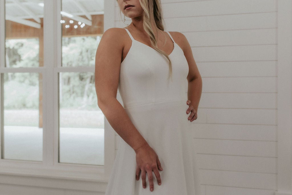 Crepe Wide Neck Classic Dress