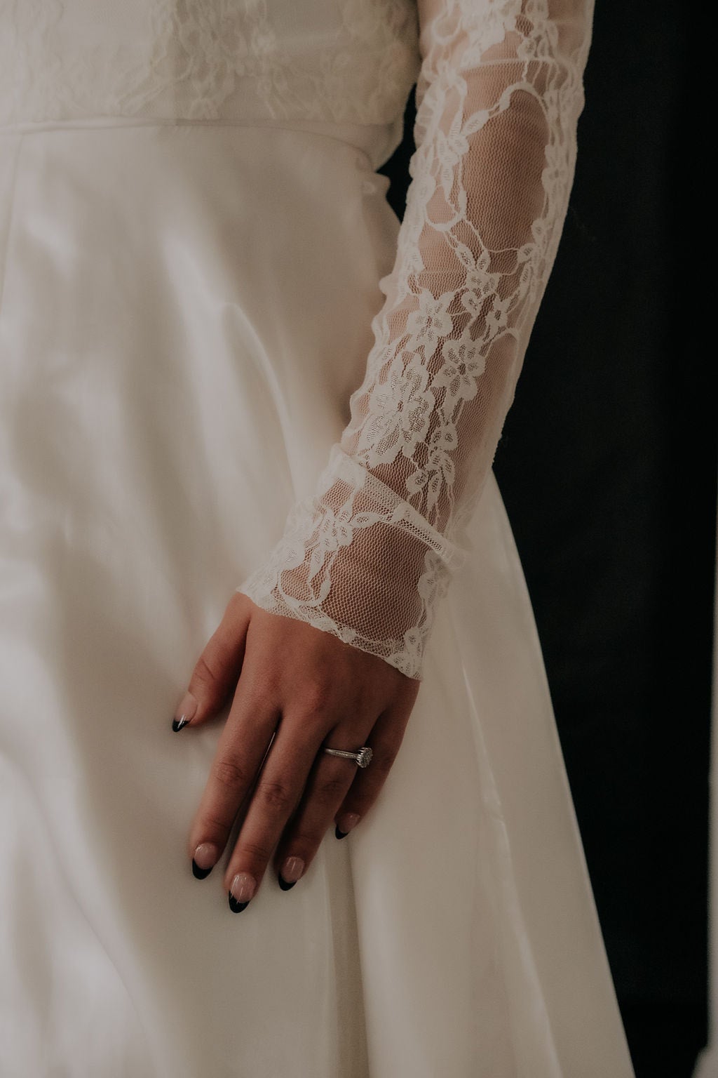 Lorainne- Lace and Organza Wedding Dress with Front Slit, Pockets |  KIMBERLY PHILLIPS CLOTHIER, image size:1024x1536