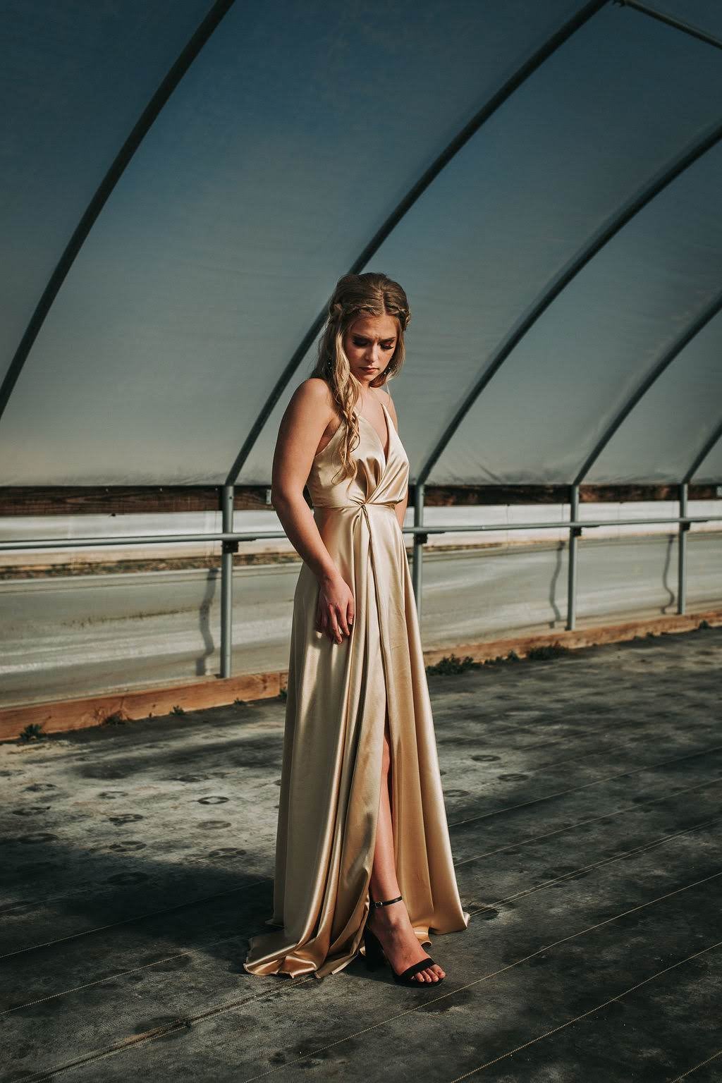 Satin Wrap Dress, Spaghetti Strap | KIMBERLY PHILLIPS CLOTHIER