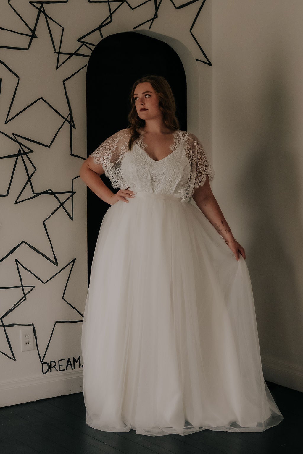 Roselette- Lace Wedding Dress with Spaghetti Straps | KIMBERLY PHILLIPS  CLOTHIER