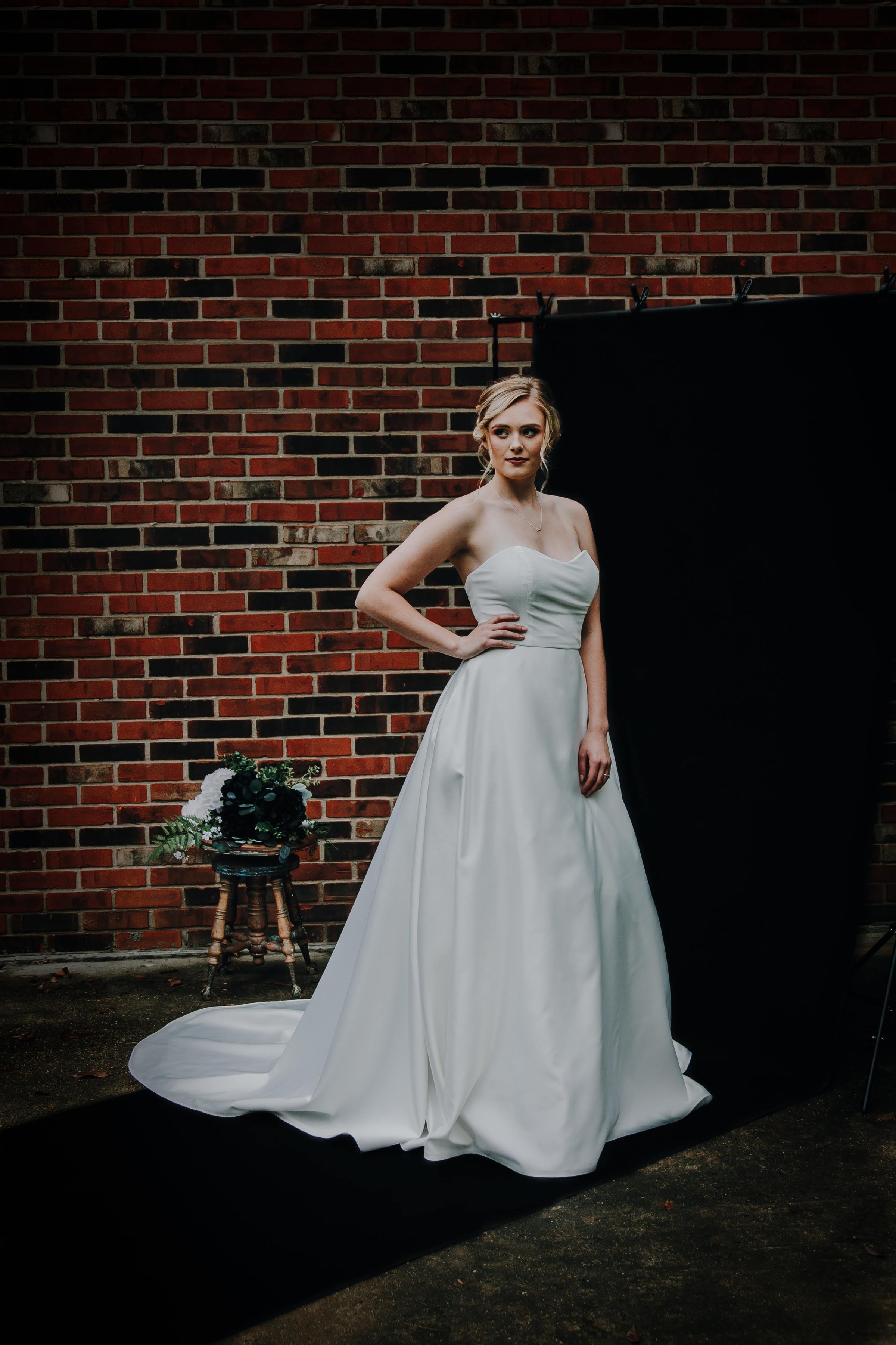 Chestine Velvet Wedding Dress, Satin Ball Gown, Strapless Wedding Dress |  KIMBERLY PHILLIPS CLOTHIER